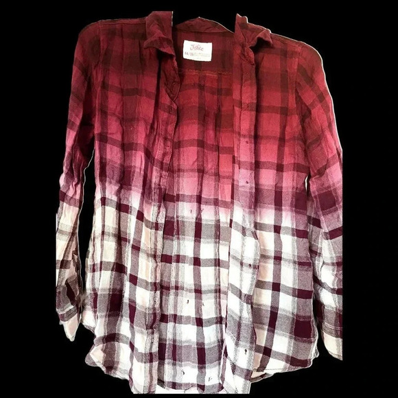 NWOT Justice Girls Maroon Pink & White Checked Full Sleeved Shirt Size 14-16 - Picture 2 of 9